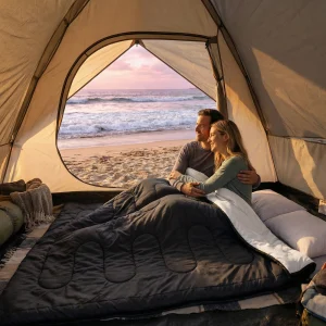 JHK Double 3-Season Sleeping Bag with Pillows for 2 Adults